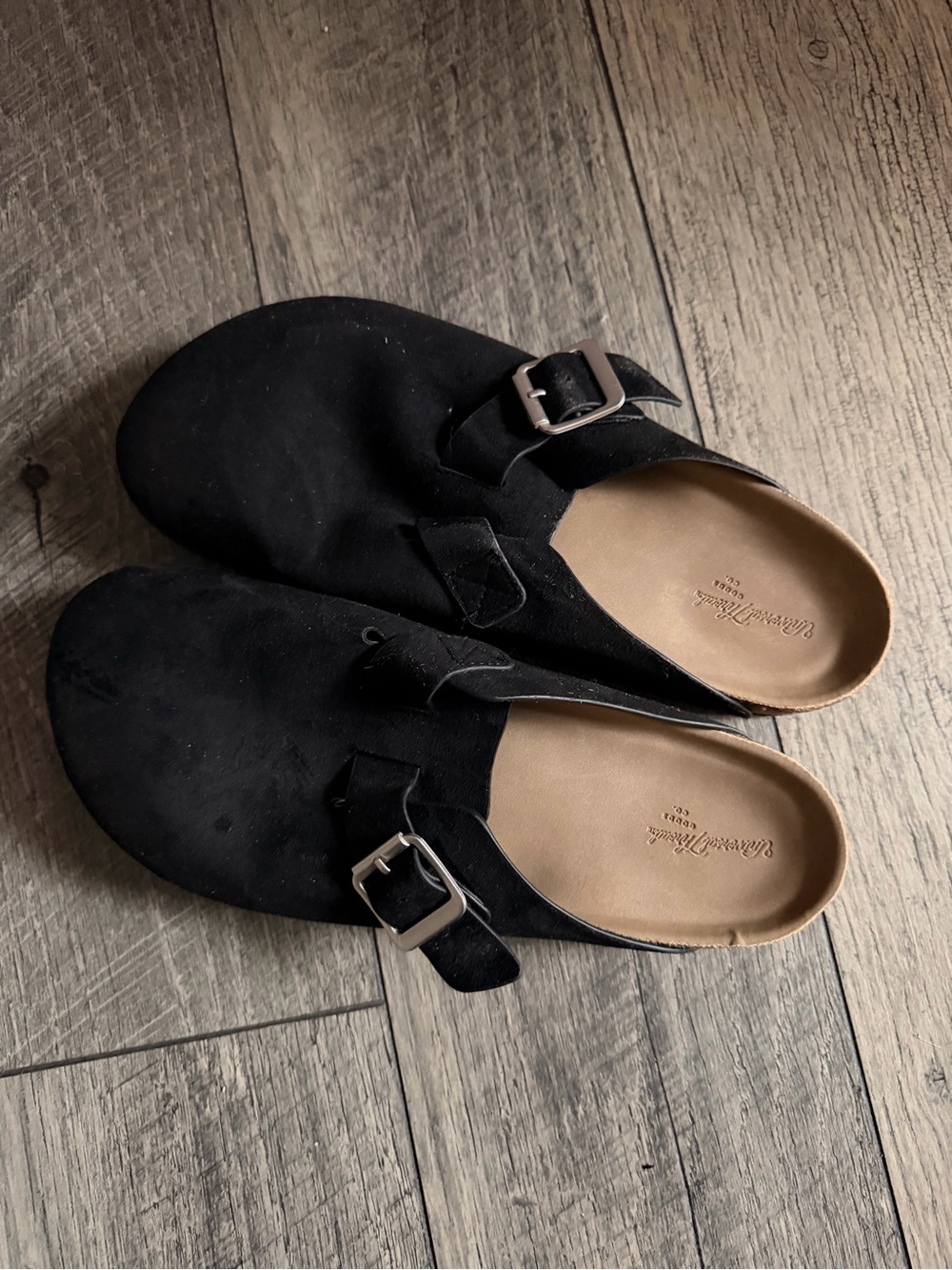 Universal Thread Black Suede Slip-On Mules with Buckle